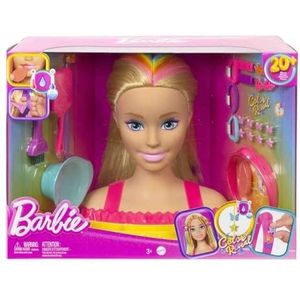 Barbie Ultra haarstylinghoofd, glad blond haar met regenboogstrengen en accessoires Color Reveal met kleurverandering, speelgoed voor kinderen vanaf 3 jaar, HMD78