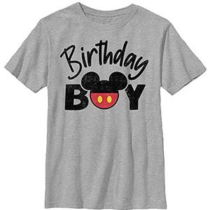 Disney Mickey & Friends Birthday Boy Mickey Logo Boys T-shirt, grijs gemêleerd atletisch, XS, Athletic grijs gemêleerd