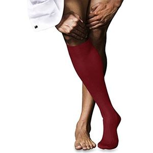 FALKE Heren nr. 10 lange ademende sokken katoen lichte glans versterkt platte naad met fijn geribbelde tenen effen elegant voor kleding en werk 1 paar, Rood (Cardinal 8156)