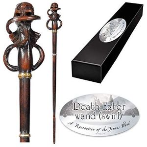 The Noble Collection - Death Eater Swirl Character Wand – 35 cm (35 cm) High Quality Wizarding World Wand with Name Tag – Harry Potter filmset filmrekwisieten muren