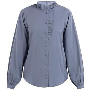 DreiMaster Chemisier vintage à manches longues pour femme 37324859-DR05, gris, taille XL, gris/bleu, XL