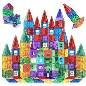 Playmags 150-delige magnetische bouwtegels voor kinderen - heldere 3D magnetische bouwblokken, creatieve verbeelding, inspiratie, fantasiespel, creativiteit en educatief bouwspeelgoed - STEM-goedgekeurde magnetische bouwblokken
