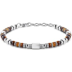 LOLIAS Parelarmband voor dames en heren, obsidiaan, tijgeroogkralen, turquoise armbanden, roestvrijstalen kralenarmbanden, cadeaus voor beste vriendin, stenen sieraden