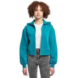 Urban Classics Damesjack met korte ritssluiting, sweatshirt met capuchon voor dames, Water Groen