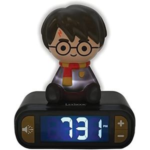 Lexibook Warner Harry Potter - Wekker met nachtlampje, lichtgevend figuur, keuze uit 6 alarmen, 6 geluidseffecten, klok, wekker voor jongens en meisjes, met sluimerfunctie, zwart - RL800HP