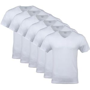 Gildan Set van 6 T-shirts voor heren, V-hals, wit, verpakking van 6 stuks, maat XL, wit (6 stuks)