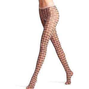 FALKE Powder Check panty voor dames, fijne draad, zacht, semi-ondoorzichtig, fantasiepatroon, 1 paar, Beige (Nougat 5158)