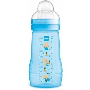MAM Easy Active Baby Bottle A131 babyfles met fopspeen van Skinsofttm siliconen, superzacht, voor baby's vanaf 2 maanden, blauw, 270 ml