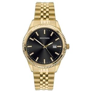 Sekonda King Classic quartz herenhorloge met analoge datumweergave en 40 mm roestvrijstalen armband, zwart, armband, zwart., armband