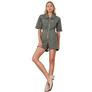 Trendyol Beli Gummi Denim trainingspak voor dames, Khaki (stad)