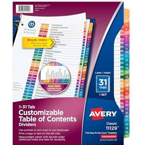 Avery Ready Index 1129 Register, 31 Tabs, 12 Stuk