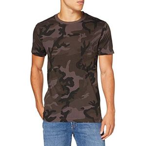 Build Your Brand Basic Camouflage T-shirt voor heren, ronde hals, in 2 kleuren, maten S tot 5XL, Donkercamouflagepatroon