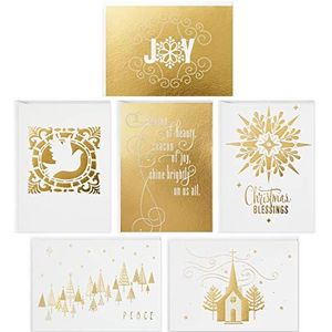 Hallmark Assortiment religieuze kerstkaarten, goudfolie (48 kaarten met enveloppen)