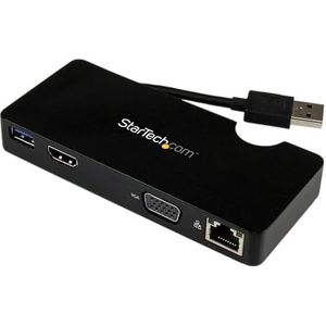 StarTech.com Universeel USB 3.0 mini-dockingstation voor laptop met HDMI of VGA, Gigabit Ethernet, USB 3.0 (USB3SMDOCKHV)
