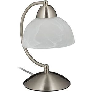 Relaxdays Retro design touch-tafellamp, E14-fitting, dimbaar, van glas en ijzer, 25 x 15 x 19 cm, zilver