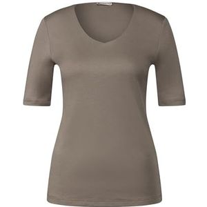 STREET ONE Basic T-shirt met korte mouwen, steenbruin, 40, Stenen bruin., 40