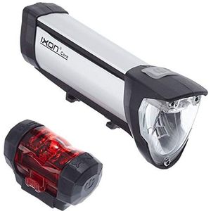 Busch & Müller Ixon Core Plus IXXI 50 Lux Fietslamp Set, Zilver Geanodiseerd, 180L/383, Zilver/Zwart