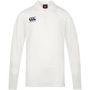Canterbury Cricket Performance Poloshirt met lange mouwen voor jongens, Crème, 12 jaar