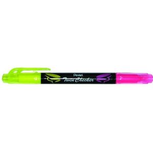 Pentel SLW8-GP markeerstiften, tweekleurig, geel/roze, 12 stuks