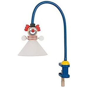 Niermann-Standby 233 klemlamp Clown Flexbuis ca. 50 cm, houten klem, lampenkap van onbreekbaar polycarbonaat, 1 x G4 stopcontact, Schuko stopcontact met tussenschakelaar