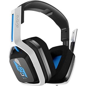 ASTRO Gaming A20 draadloze hoofdtelefoon, 2e generatie, licht en robuust, microfoon met flip-up mute-functie, batterij +15 h, bereik 15 m, PlayStation 5, PS4, PC, Mac - wit/blauw