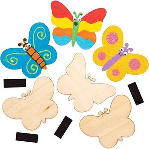 Baker Ross Houten magneten in vlindervorm, 12 stuks, creatieve vrije tijd voor kinderen (AT886)