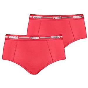 PUMA 603033001 Mini-shorts voor dames, 2 stuks, Hibiscus rood