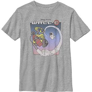 Disney Pixar Wall-e Walle And Eve In Space T-shirt met korte mouwen voor jongens, Heather Grijs