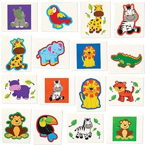 Baker Ross FX653 tatoeages voor jungle dieren, 80 stuks, voor het vullen van feestzakjes voor kinderen
