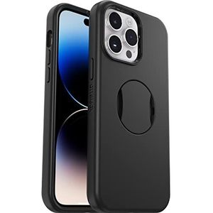 OtterBox OtterGrip Symmetry beschermhoes voor iPhone 14 Pro Max met MagSafe, schokbestendig, valbestendig, antimicrobiële bescherming, geïntegreerde handgreep, 3x de MIL-STD 810G-norm, zwart