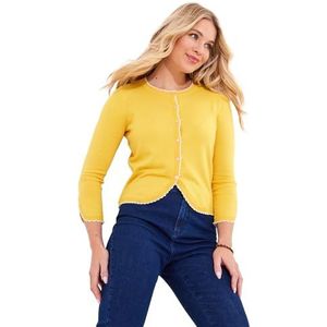 Joe Browns Cardigan tendance à volants et col rond en tricot fin pour femme, jaune, 44