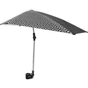 Sport-Brella Versa-Brella Verstelbare paraplu SPF 50+ met universele klem, Zwart/Wit, Regelmatig