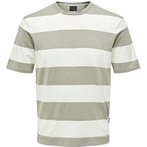 ONLY & SONS Onswyler Life 14 Ss Stripe Knit T-shirt voor heren, Vintage kaki