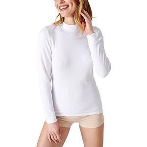 Damart Cote Richelieu T-shirt met lange mouwen en opstaande kraag - 56681 damesondergoed, Wit.