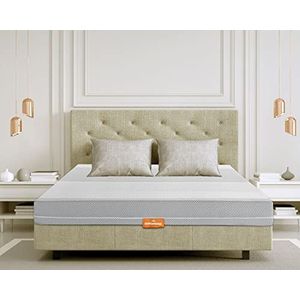 Marcapiuma - Matras van traagschuim, biologisch, 160 x 195 cm, hoogte 20 cm, 2 lagen, 7 zones, comfort H2, middel/stevig, afneembare zilveren overtrek, mijtdicht, hypoallergeen, wasbaar, 100% Made in Italy