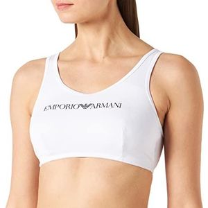 Emporio Armani Bralette Iconic Damesbeha met logo, Wit.