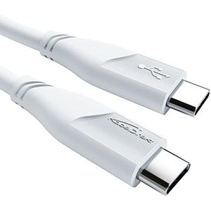 KabelDirekt USB-C kabel, USB 2.0 - 1m (USB-C naar USB-C, data-/oplaadkabel, tot 480 Mbit/s en 100 W laadstroom met Power Delivery/PD 3, geïntegreerde chip, wit)