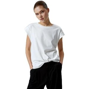Koton T-shirt à manches courtes et col rond pour femme, Ecru (010), S