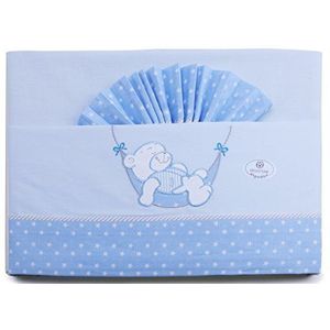 PEKITAS Beddengoed voor baby's, 3-delig, 60 x 120 cm, 100% katoen (lakens, hoeslaken, kussensloop), beer, blauw