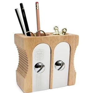 SUCK UK Pennenhouder | Houten bureau-opslag en puntenslijper kantooraccessoires | Organizer voor kantoorbenodigdheden | Potloodhouder en pennenhouder voor kantoor | Geschenken