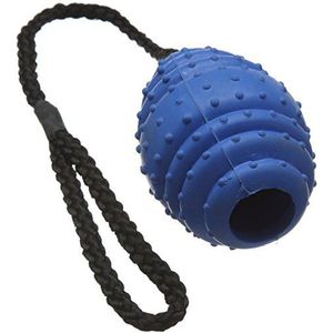 Classic Pet Products Rubberen bal op touw, ovaal, maat L, 100 mm, blauw/zwart