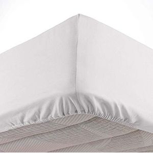 Douceur d'Intérieur Hoeslaken voor tweepersoonsbed, 140 x 190 cm, microvezel, effen, Oscar wit, 100% polyester