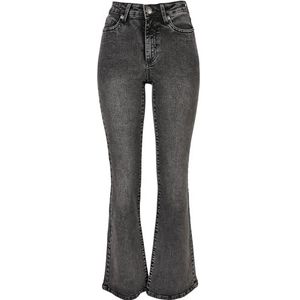 Urban Classics Damesbroek uit uitlopende denim jeans, Black Heavy Acid Washed, 50, Zwart zwaar zuur gewassen