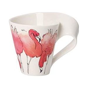 Villeroy & Boch & Boch - Mok Newwave Caffè Flamingo met handvat, koffiemok met dierenprint van premium porselein, 300 ml