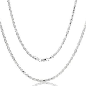 Aka Gioielli® - Ketting van massief 925 sterling zilver, halsketting voor dames en heren, lengte: 50, 55, 60, 65, 70, 80, 90 cm, edelmetaal