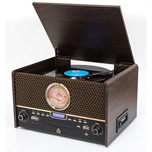 GPO Chesterton 4-in-1 draaitafel, cd-speler, USB, FM- en DAB-radio, cassettespeler, AUX-IN, geïntegreerde luidspreker