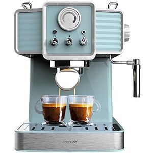 Cecotec Express Power Espresso 20 Tradizionale Light Blue. 1350 W, espresso en Cappucicno, 20 bar en thermoblok, spuitfles, manometer, vintage design, inhoud 1,5 liter