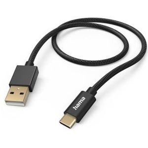 Hama Stof USB-A - USB-C, 1,5 m, nylon, zwart