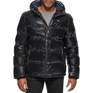 Tommy Hilfiger Klassieke herenjas met capuchon, zwart, L, zwart.