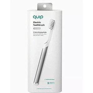 Quip Elektrische tandenborstel van metaal, zilverkleurig, met houder voor elektrische borstel en reishoes (New Edition)